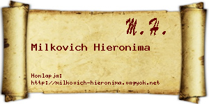 Milkovich Hieronima névjegykártya